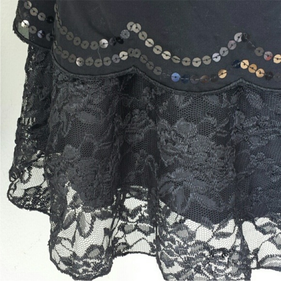 🍂🍁 Fall Le Chateau Black Sequin Lace Skirt Sz S. - Picture 3 of 3